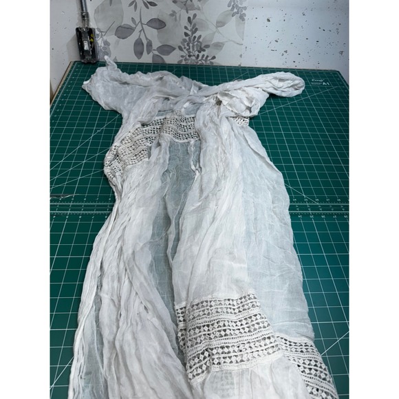 ASOS Dresses & Skirts - ASOS Womens White Crinkle Gauze Crochet Lace Maxi Dress Size US 20 Boho Beach